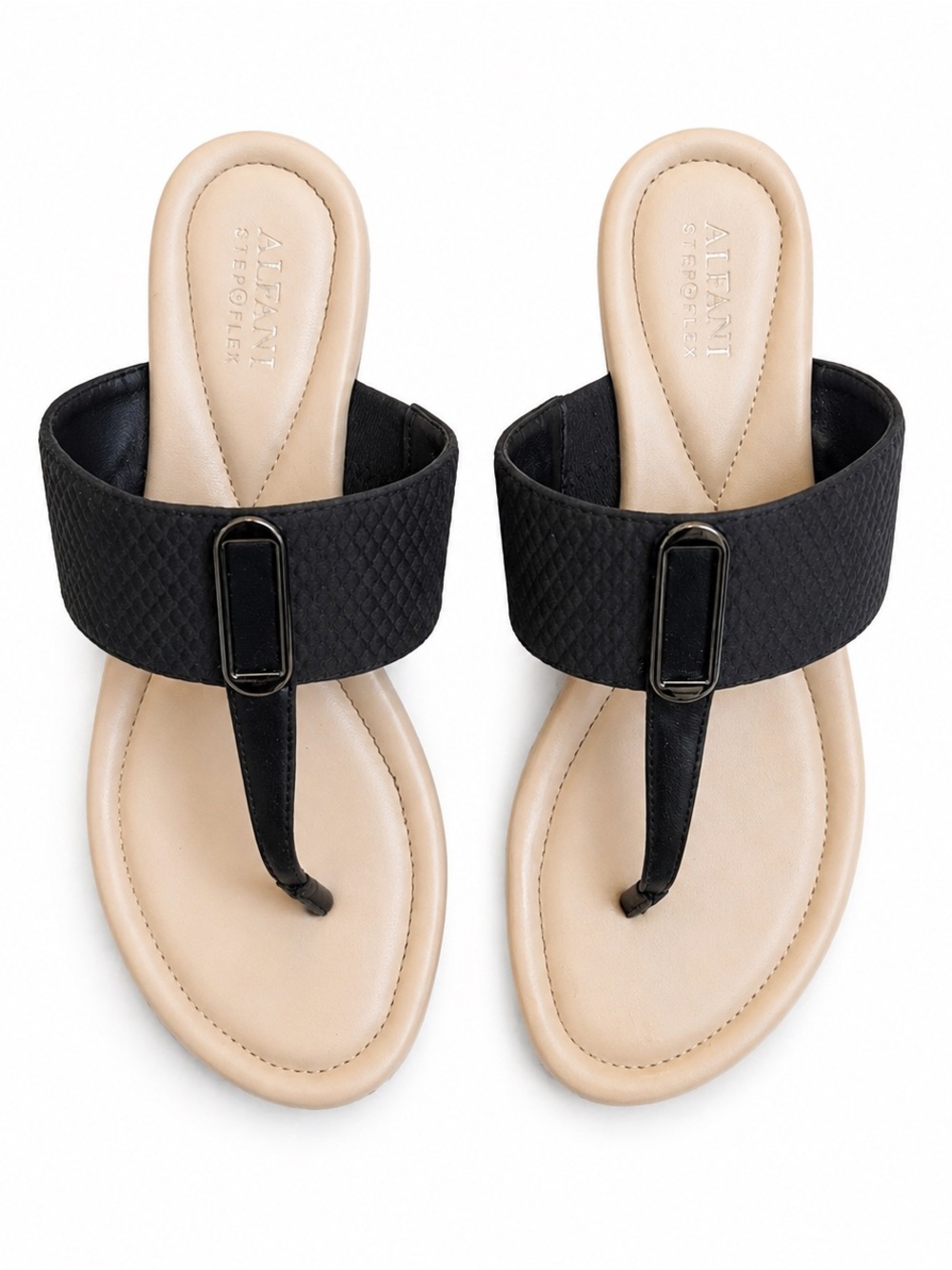 Alfani Black Wide Strap Thong Sandals